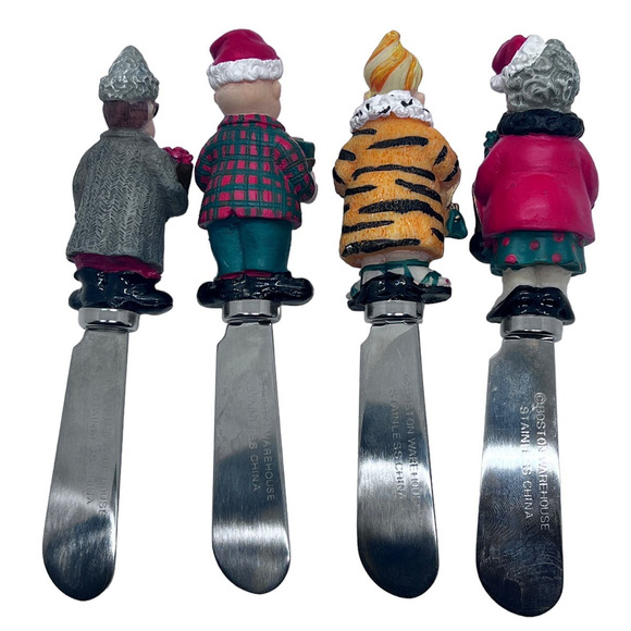 Vintage Boston Warehouse 1998 Christmas Appetizer Cheese Spreaders Set of 4 - Picture 2 of 3